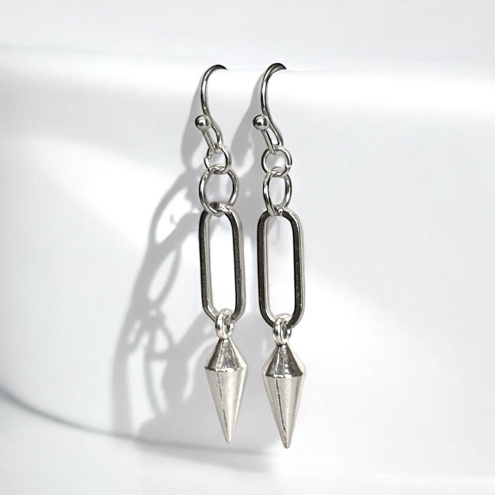 5 For $25💫Alternative Silver Paper Clip Punk Spike Cone Dangles